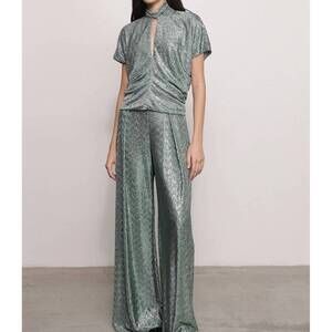 NEW SABINA MUSAYEV robins wide leg pants in smoked sage
